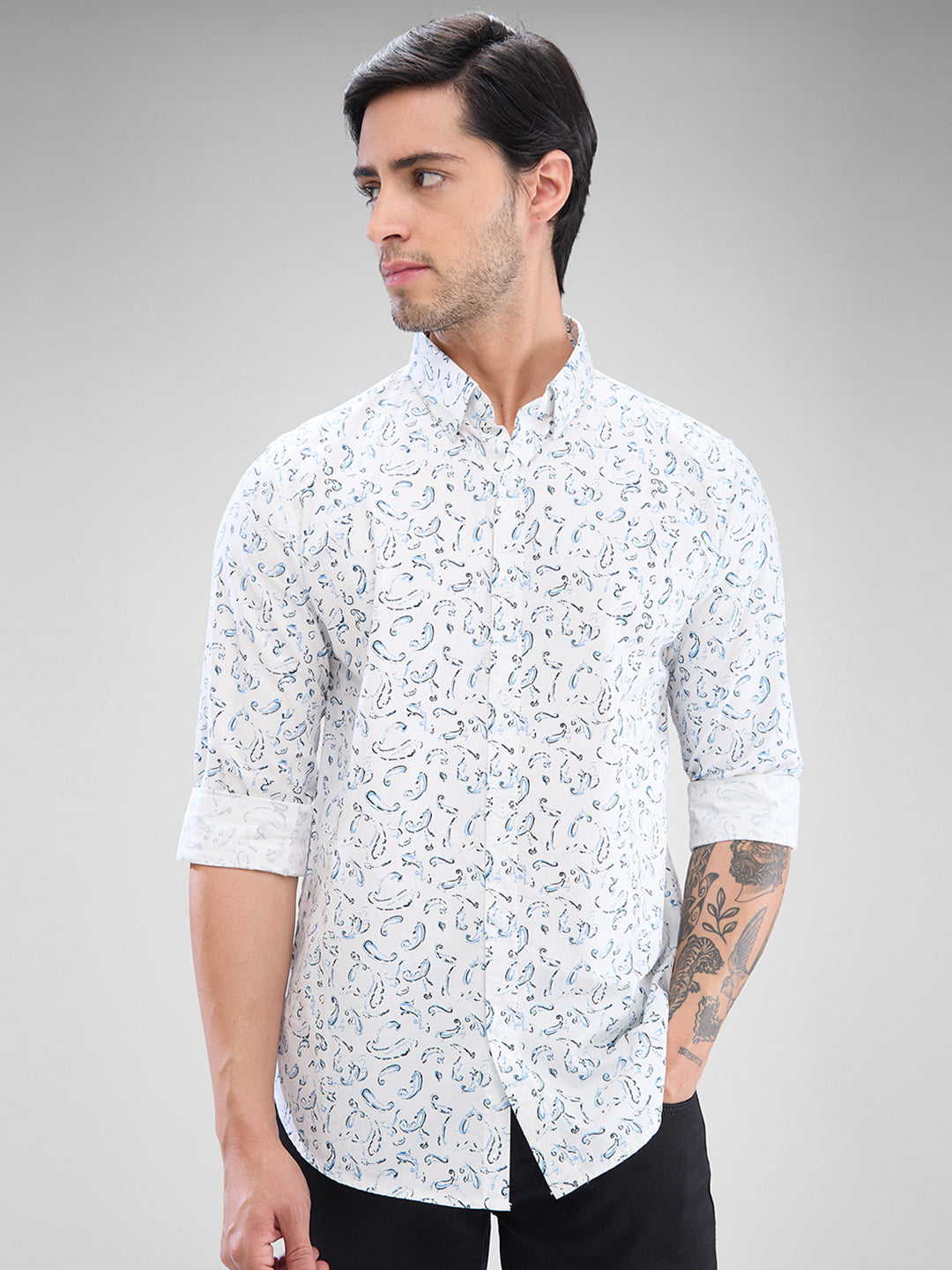 Spykar Mens Casual Shirt F/S Mshps2Bd205 Sulphur Grey