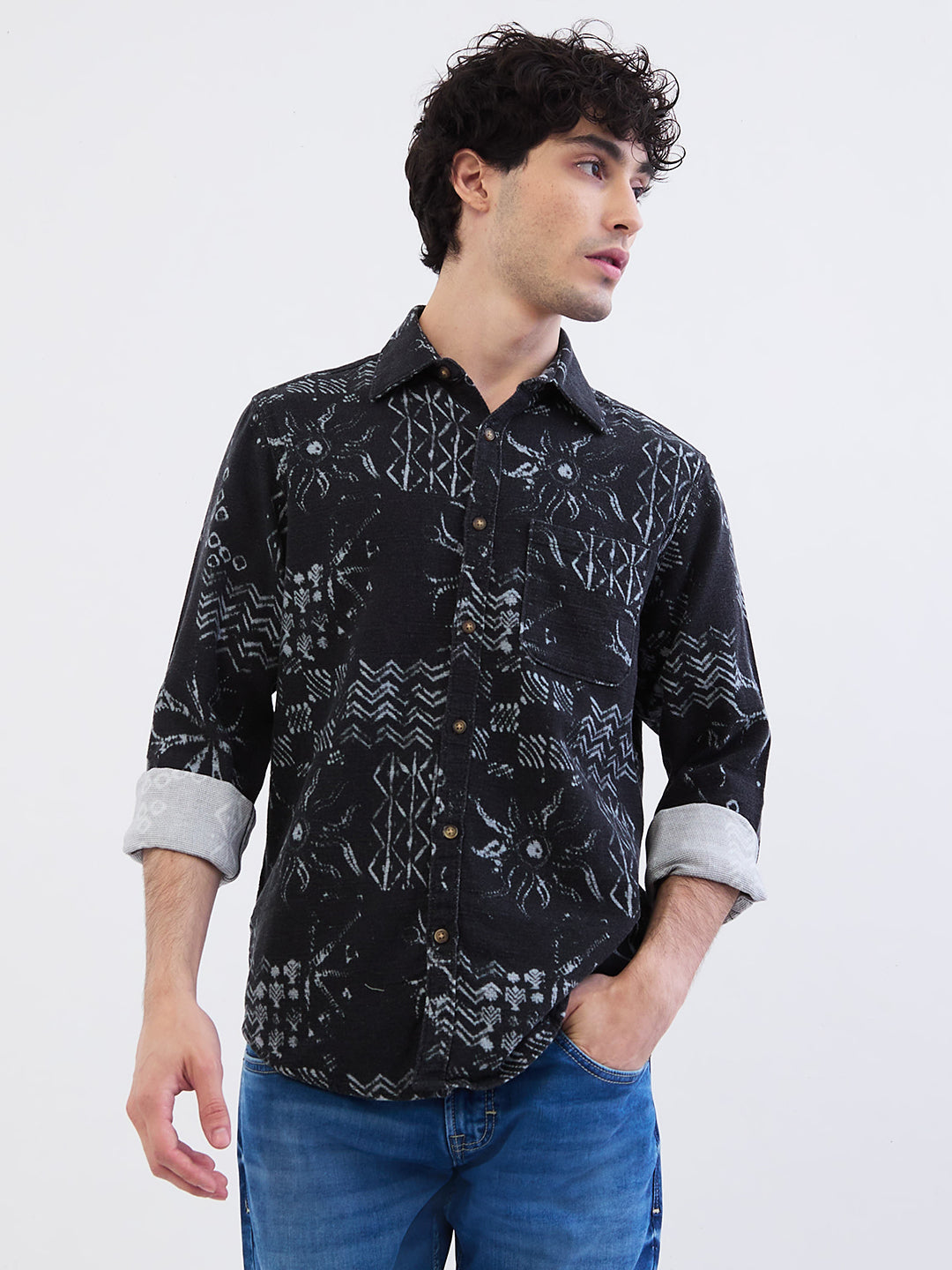 SPYKAR MENS CASUAL SHIRT F/S MSHPS2BE054 BLACK