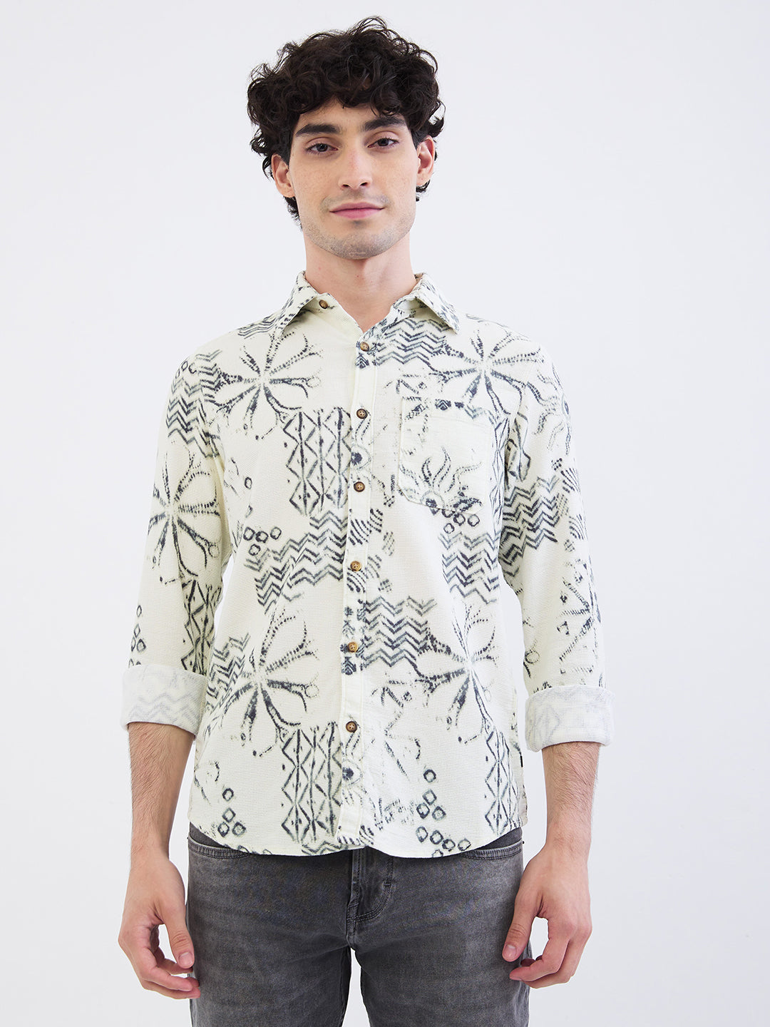 SPYKAR MENS CASUAL SHIRT F/S MSHPS2BE054 ECRU