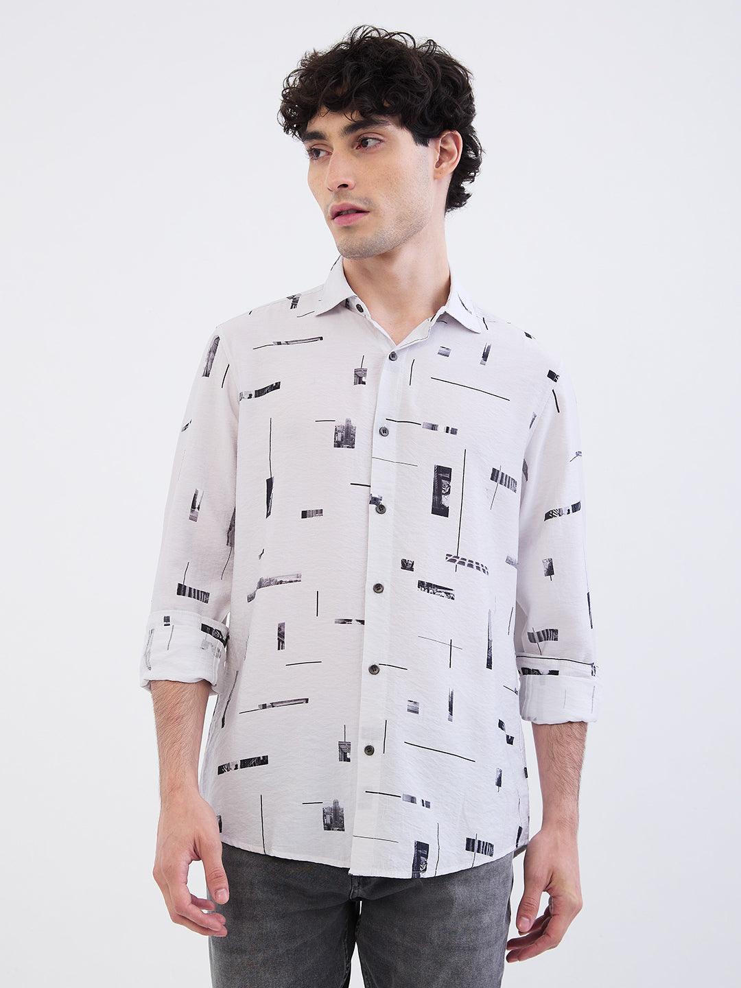 SPYKAR MENS CASUAL SHIRT F/S MSHPS2BE119 SILVER GREY