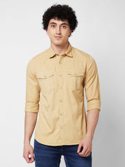 Spykar Mens Casual Shirt F/S Mshsos1Bd116 Sand Khaki