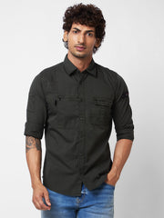 Spykar Mens Casual Shirt F/S Mshsos1Bd117 Rifle Green
