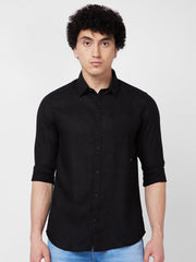 Spykar Mens Casual Shirt F/S Mshsos1Bd193 Black