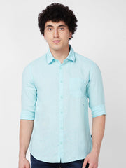 Spykar Mens Casual Shirt F/S Mshsos1Bd193 Bleached Aqua