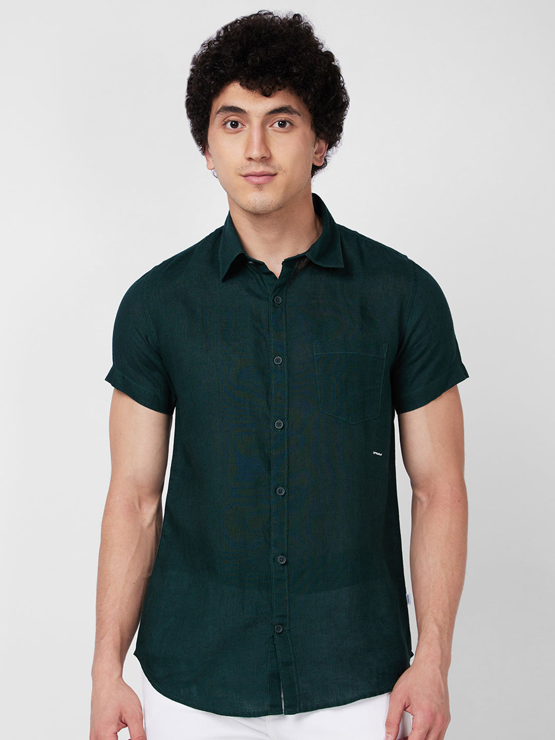 Spykar Mens Casual Shirt F/S Mshsos1Bd194 Botanicalgreen