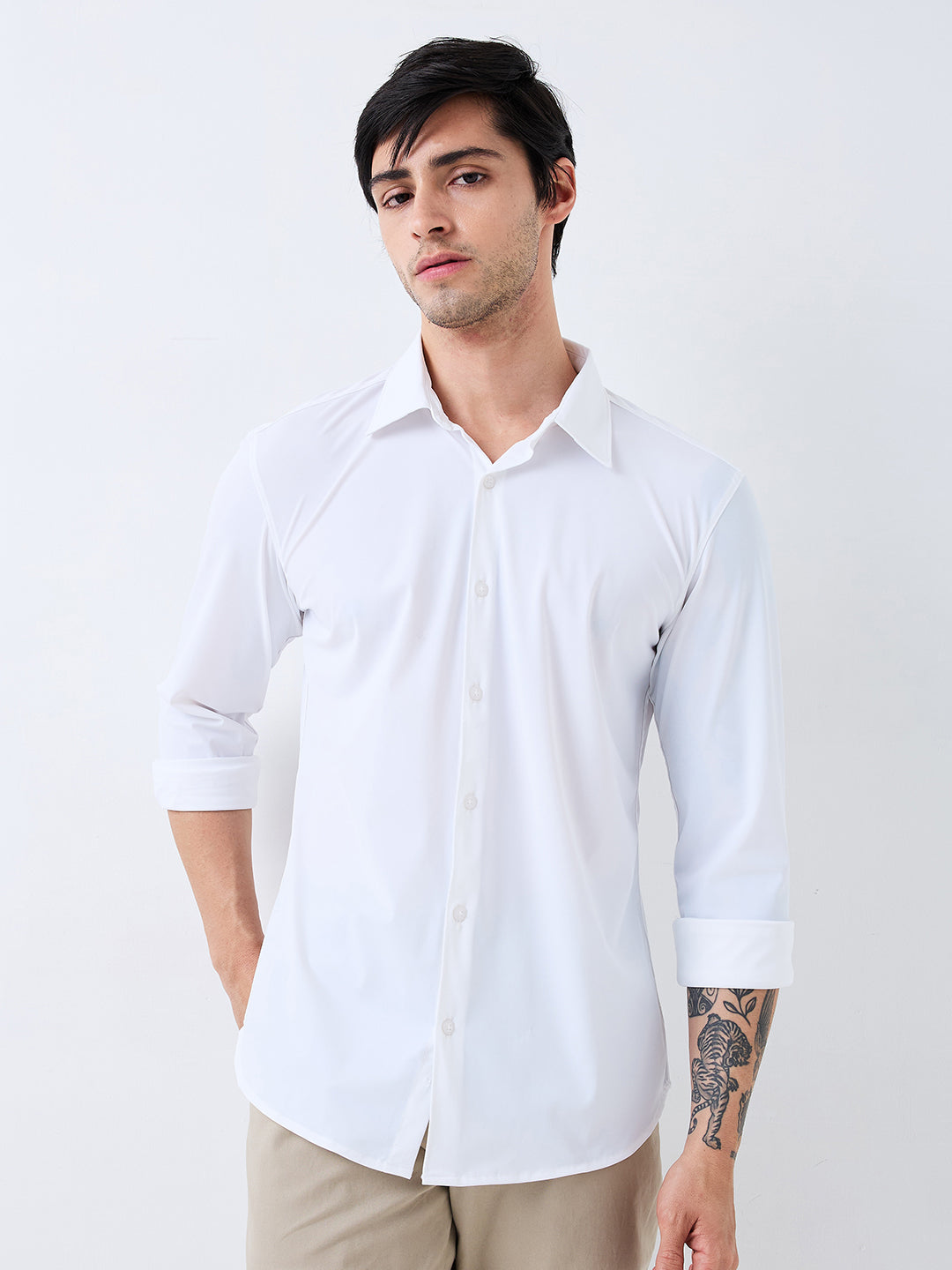 Spykar Mens Casual Shirt F/S Mshsos1Be027 White