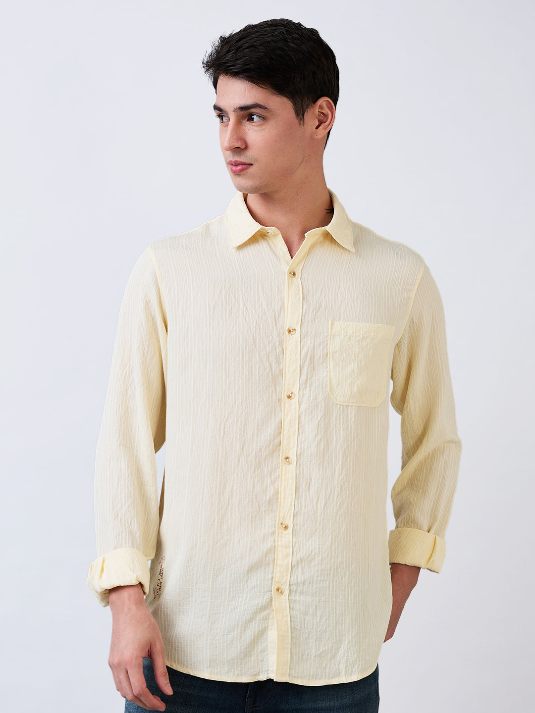 Spykar Mens Casual Shirt F/S Mshsos1Be044 Off White