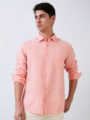 Spykar Mens Casual Shirt H/S Mshsos1Be066 Peach Pink