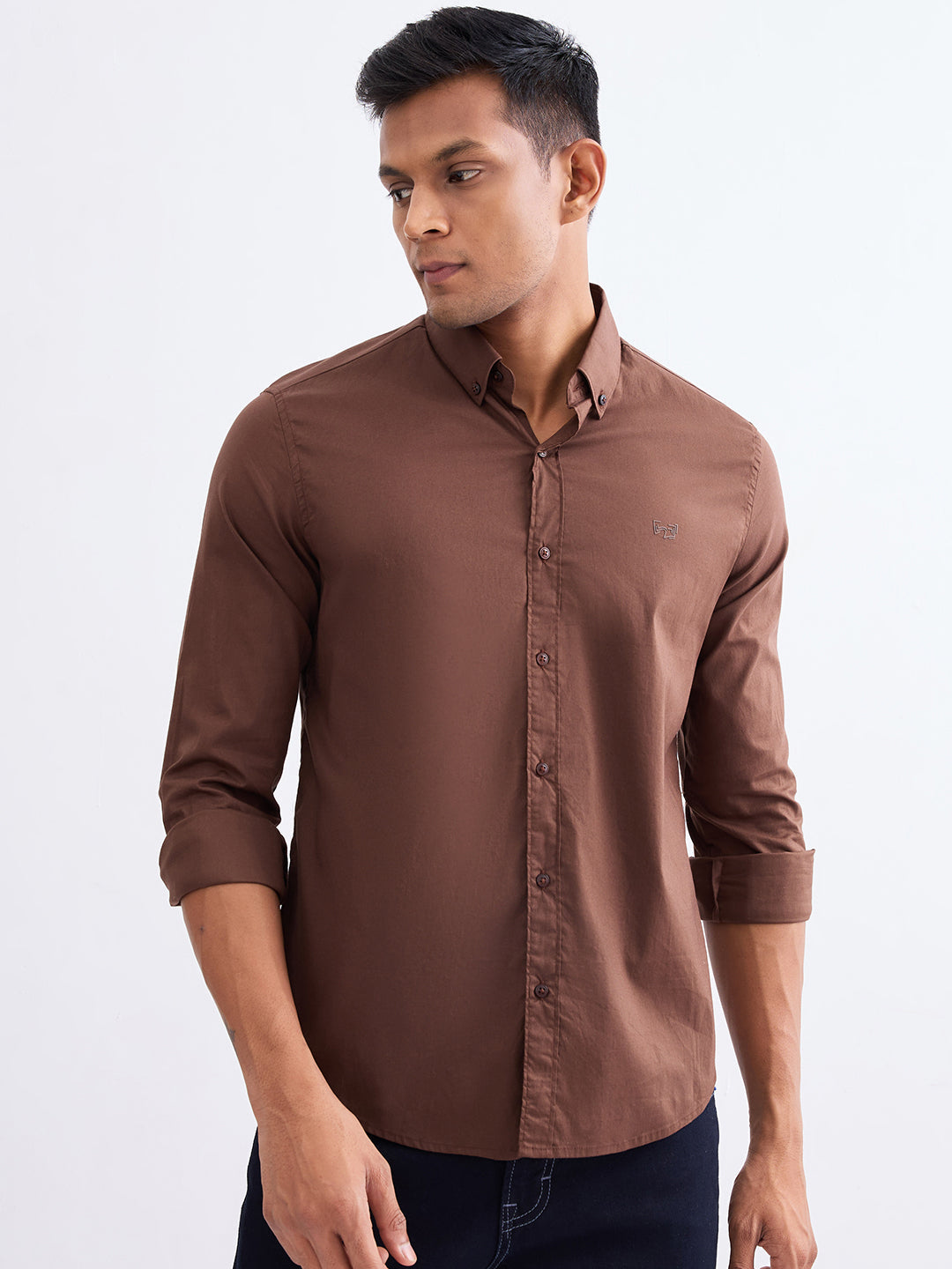 SPYKAR MENS CASUAL SHIRT F/S MSHSOS2BE185 BISON BROWN