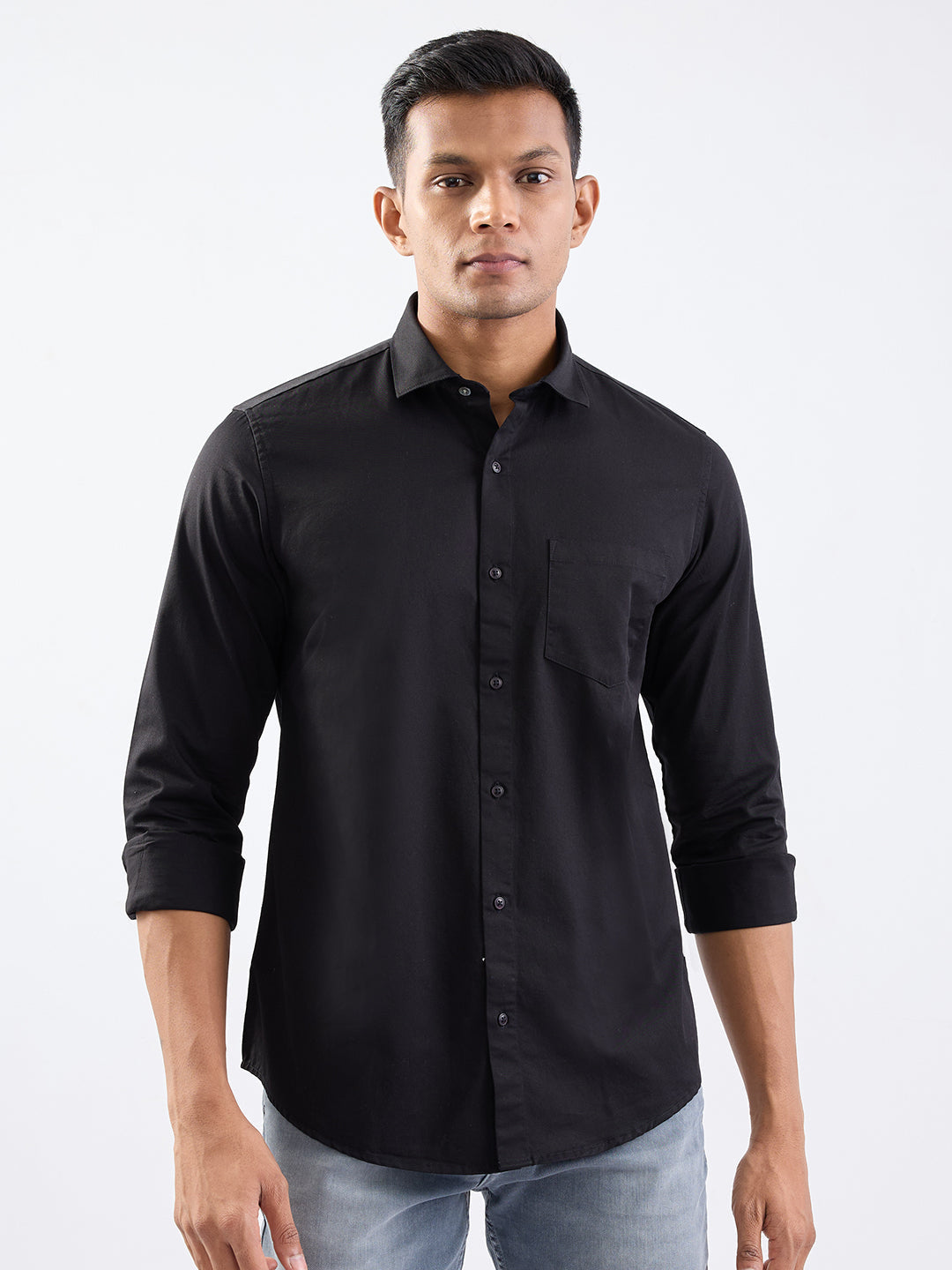 SPYKAR MENS CASUAL SHIRT F/S MSHSOS2BE276 BLACK