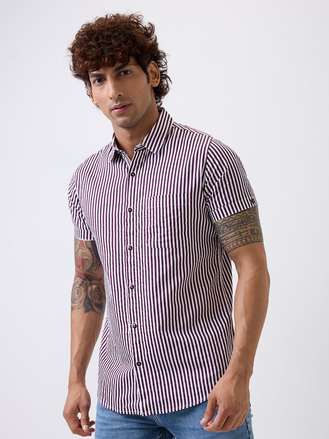 Spykar Mens Casual Shirt F/S Mshst1Bc193 Wine Red