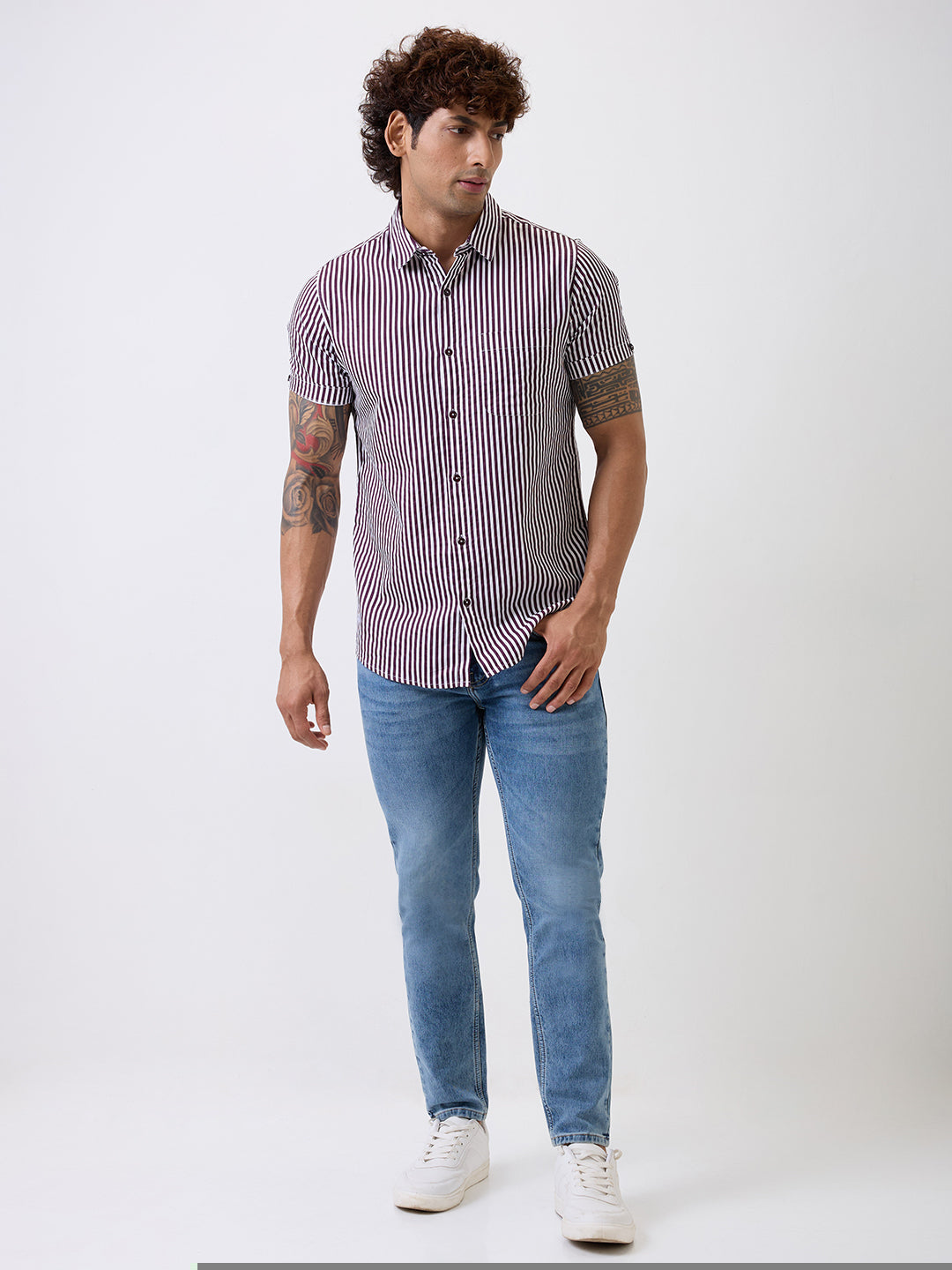 Spykar Mens Casual Shirt F/S Mshst1Bc193 Wine Red