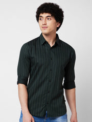 Spykar Mens Casual Shirt F/S Mshst1Bd065 Bottle Green