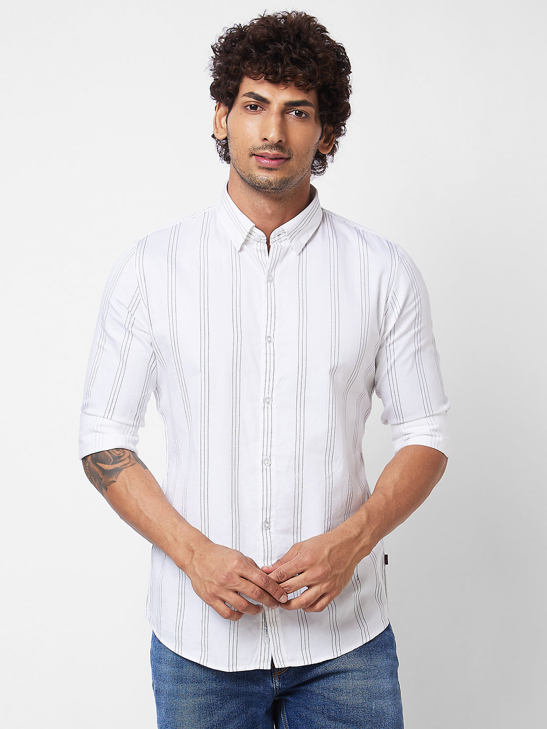 Spykar Mens Casual Shirt F/S Mshst1Bd067 White