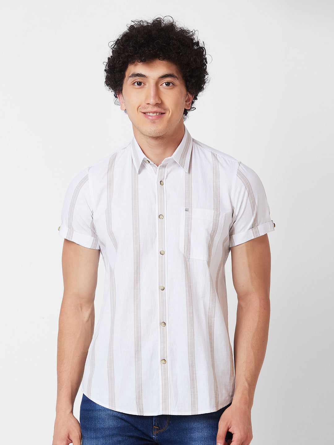 Spykar Mens Casual Shirt F/S Mshst1Bd242 White