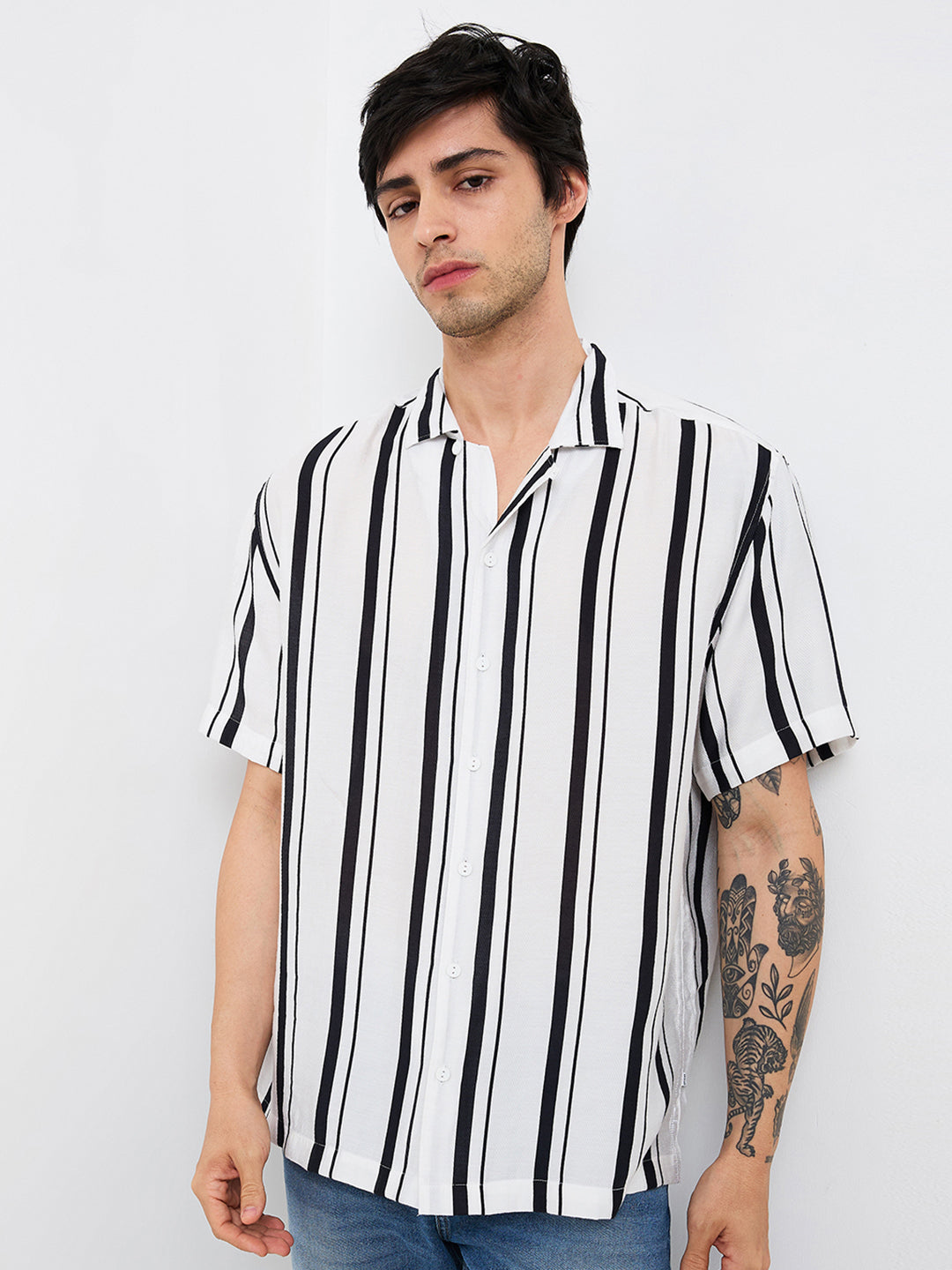 Spykar Mens Casual Shirt H/S Mshst1Be112 White