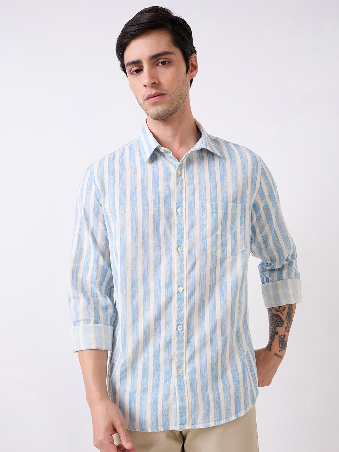Spykar Mens Casual Shirt F/S Mshst1Be233 Air Force Blue - Goyalsons ShopMax