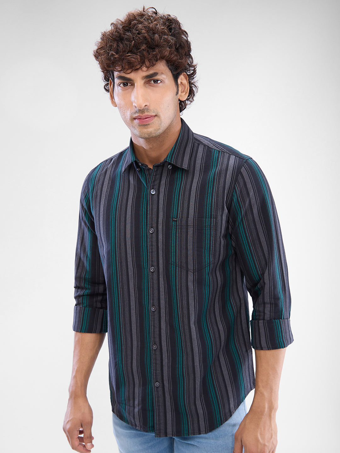 Spykar Mens Casual Shirt F/S Mshst2Bd213 Black
