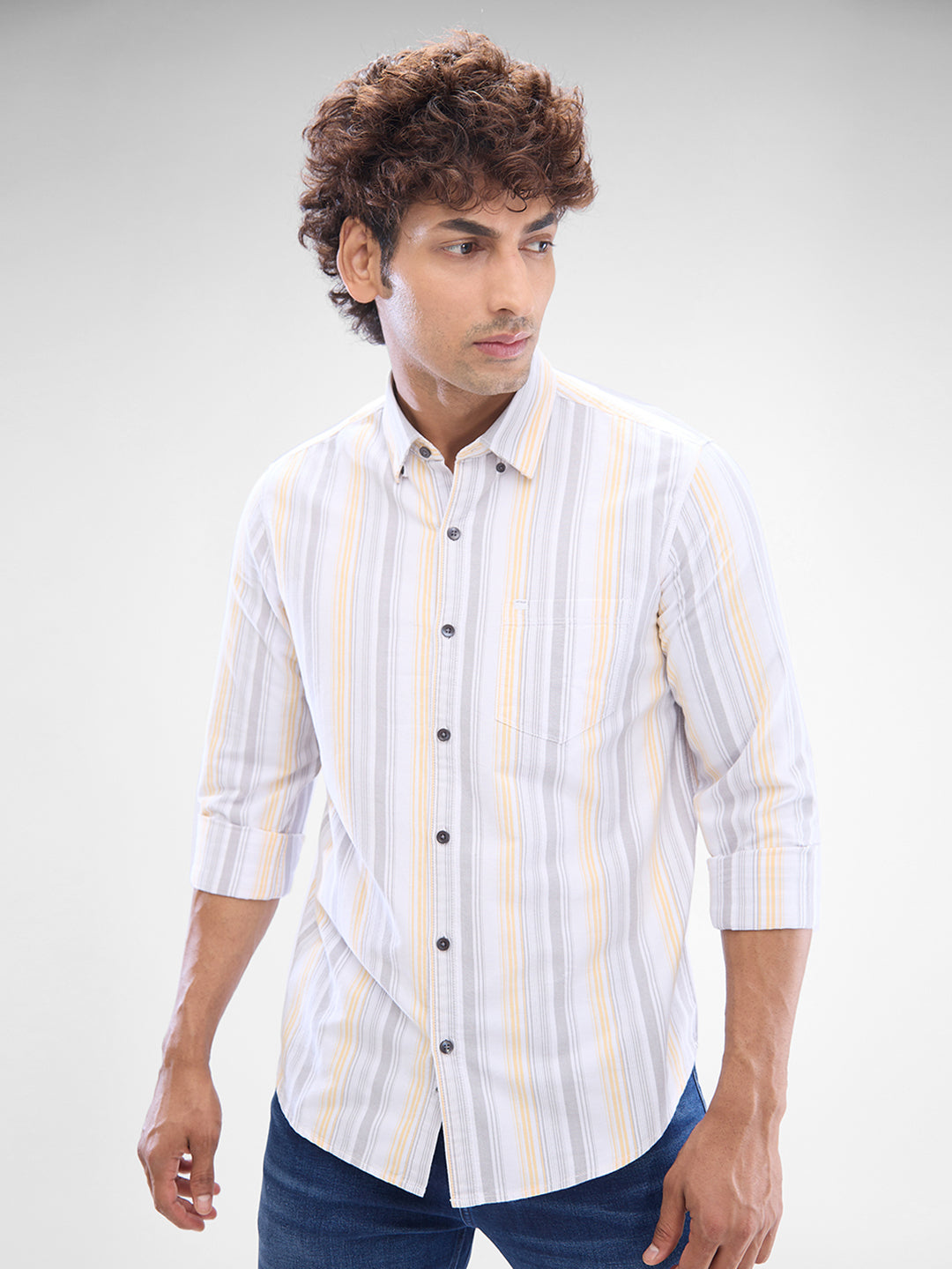 Spykar Mens Casual Shirt F/S Mshst2Bd213 White