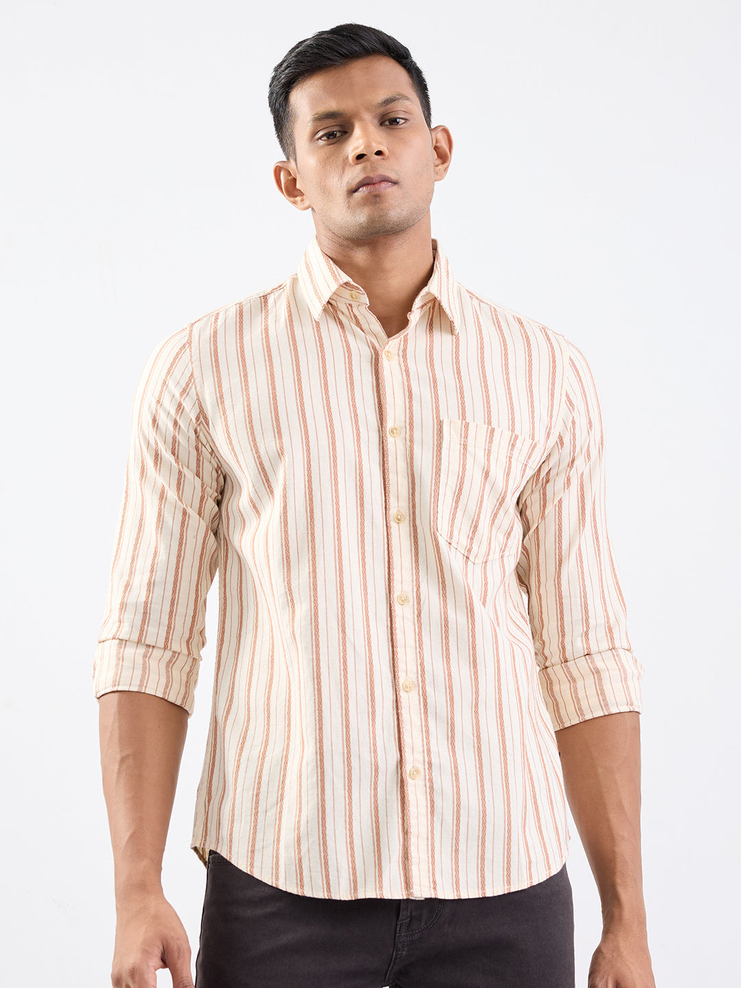 SPYKAR MENS CASUAL SHIRT F/S MSHST2BE040 FRIAR BROWN