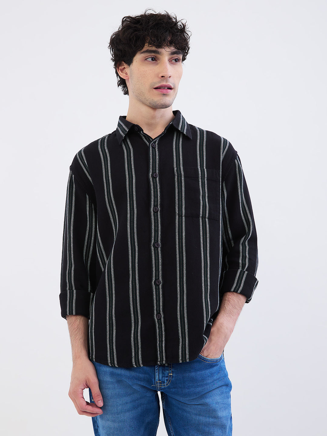 SPYKAR MENS CASUAL SHIRT F/S MSHST2BE044 BOTANICAL GRN