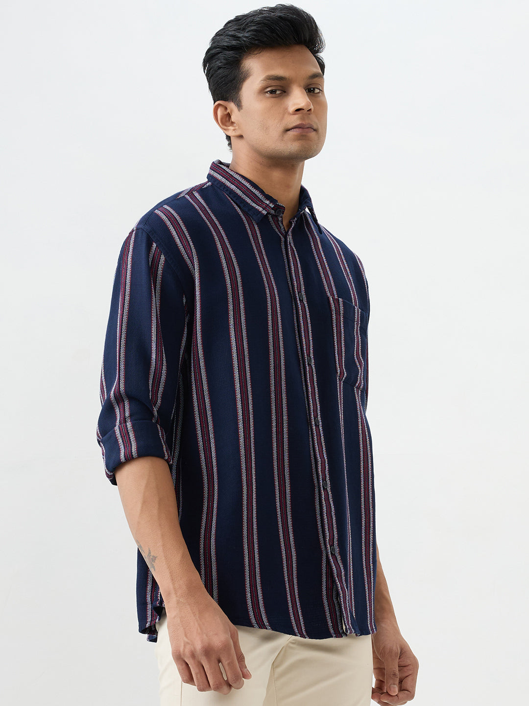 Spykar True Red Slim Fit Shirts For Men