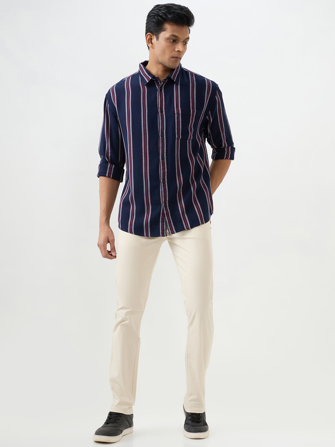 Spykar True Red Slim Fit Shirts For Men