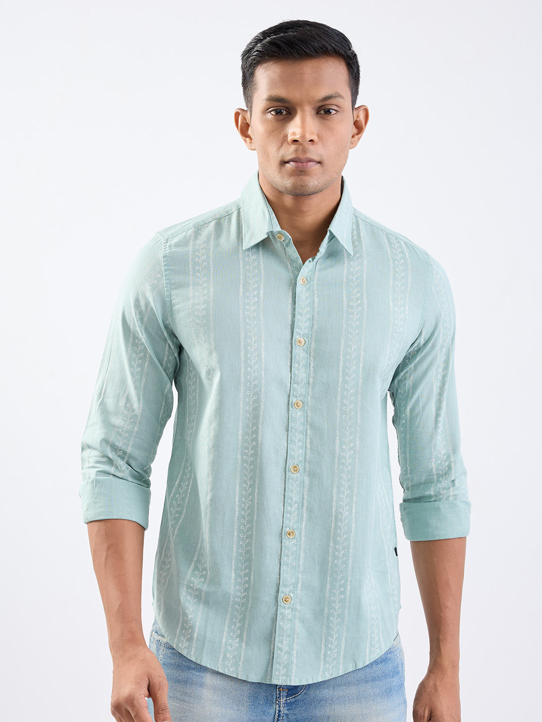 SPYKAR MENS CASUAL SHIRT F/S MSHST2BE161 GRANITE GREEN