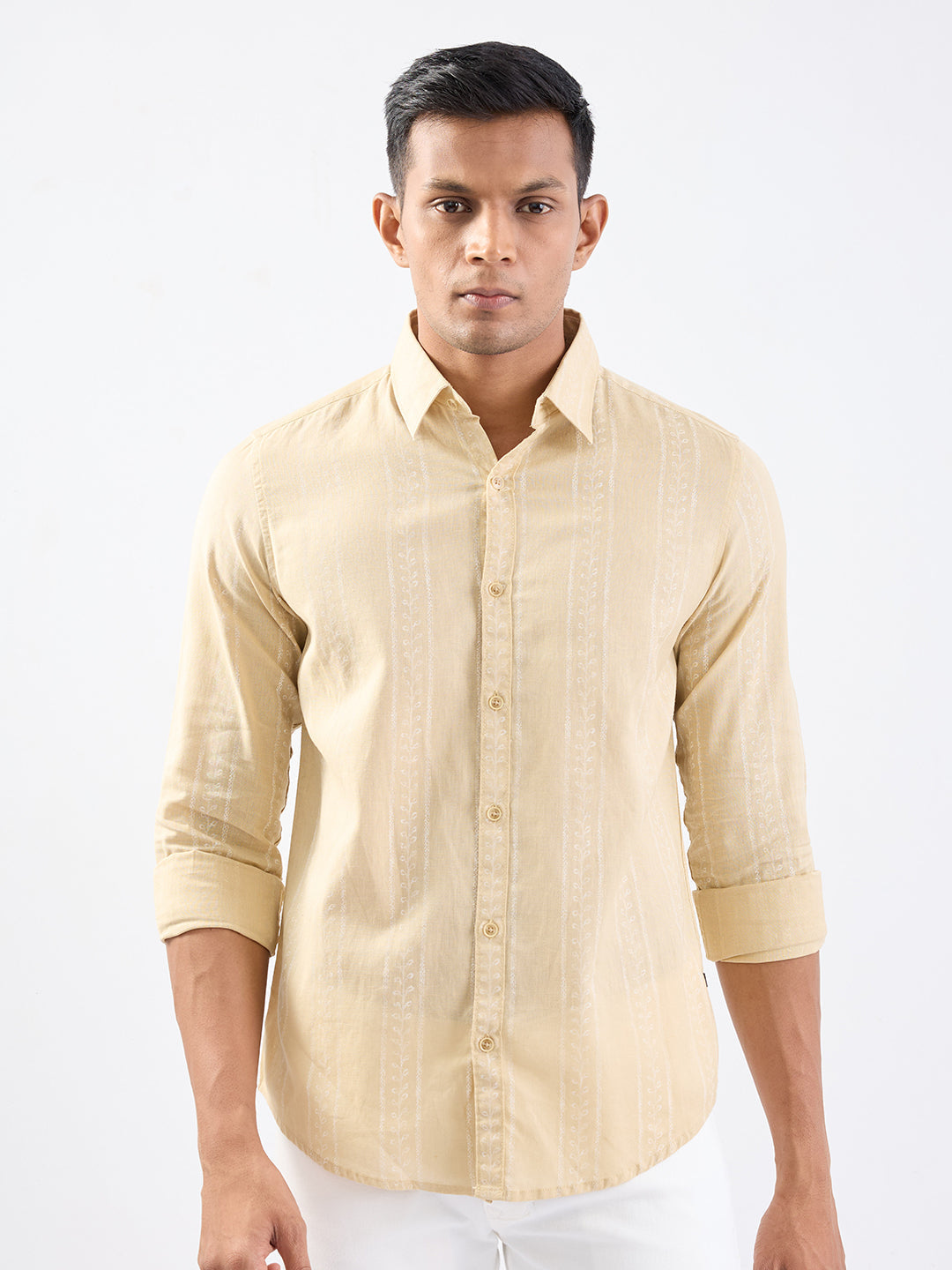 SPYKAR MENS CASUAL SHIRT F/S MSHST2BE161 TAUPE BEIGE