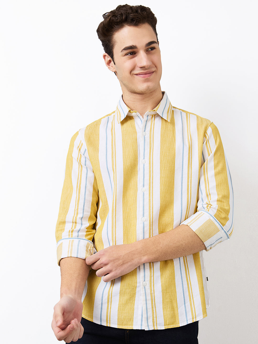 Spykar Mens Casual Shirt H/S Mshst1Be180 Sulphur Yellow