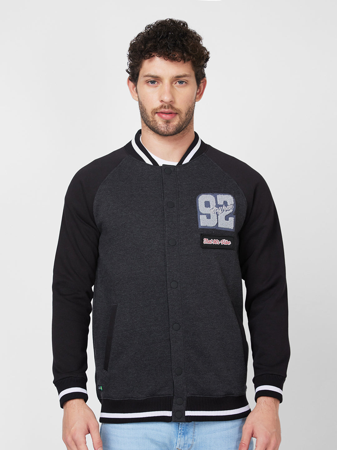 Spykar Mens Sweat Shirt F/S Msshev2Bc056 Anthra Melange