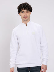 Men White Regular Fit Casual Sweatshirts