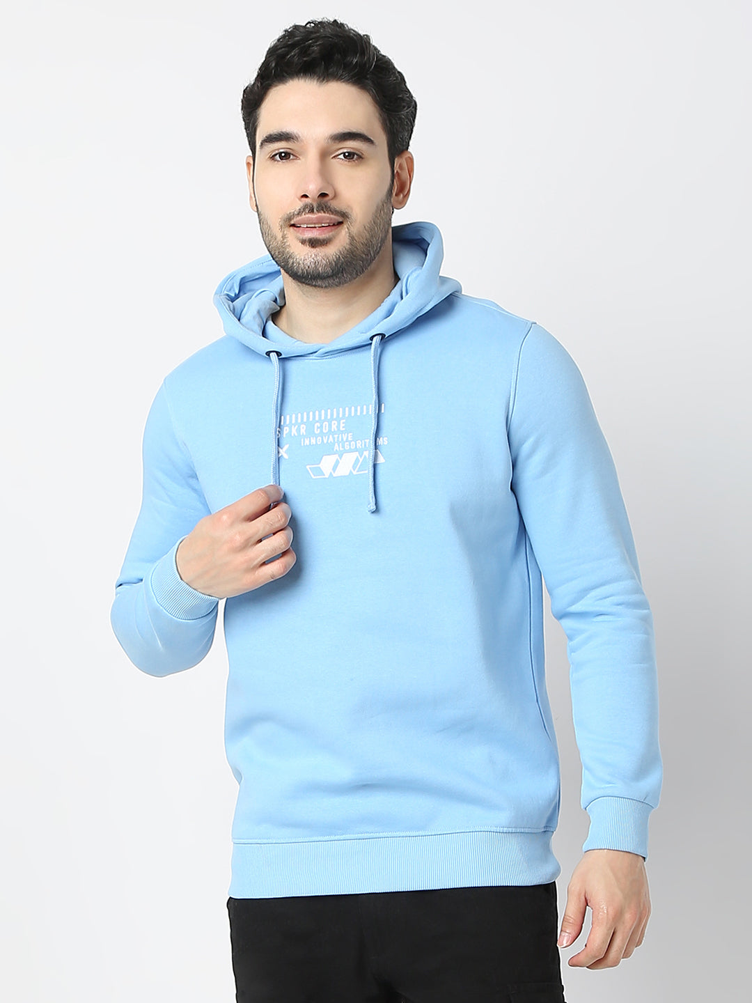 Spykar Mens Sweat Shirt F/S Msshw2Bd034 Powder Blue