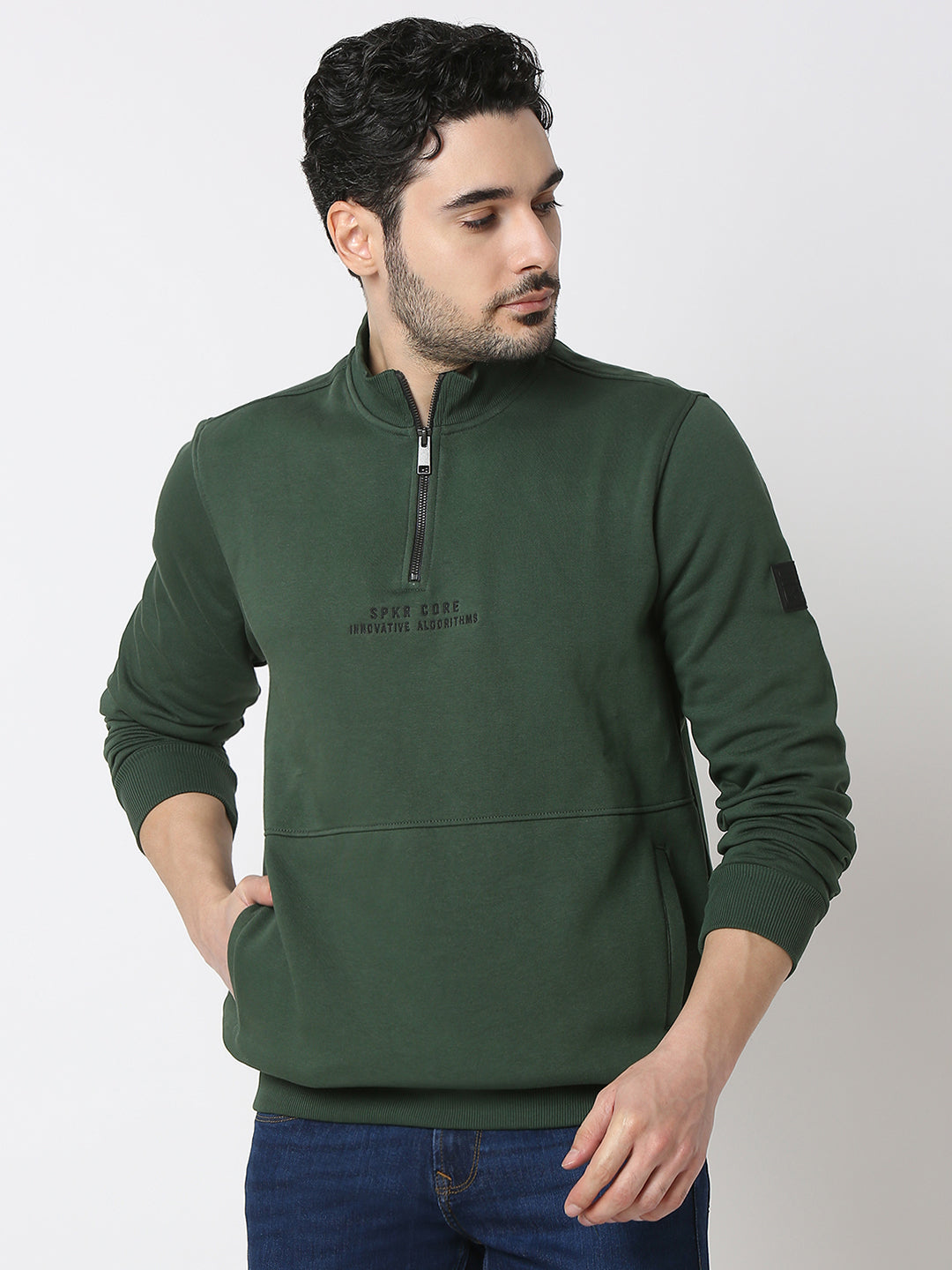Spykar Mens Sweat Shirt F/S Msshw2Bd041 Cilantro Green