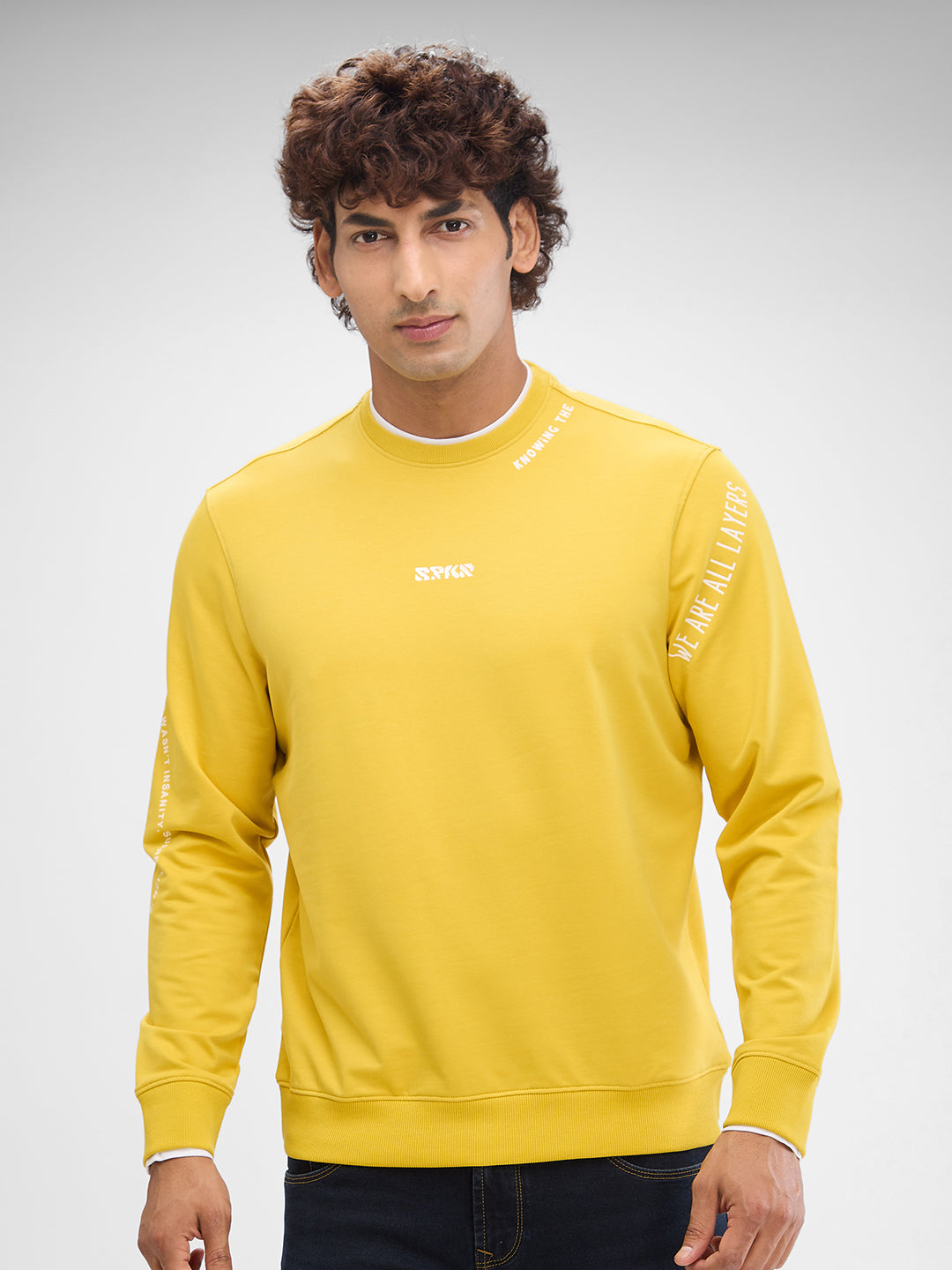 Spykar Mens Sweat Shirt F/S Msshw2Bd067 Sulphur Yellow