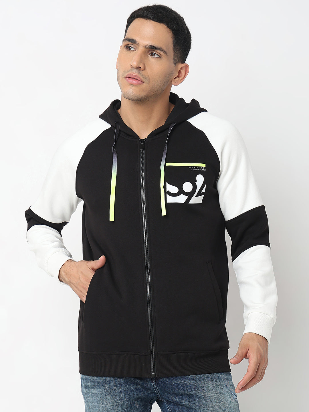 Men Hooded Full Sleeves Black Sweatshirts