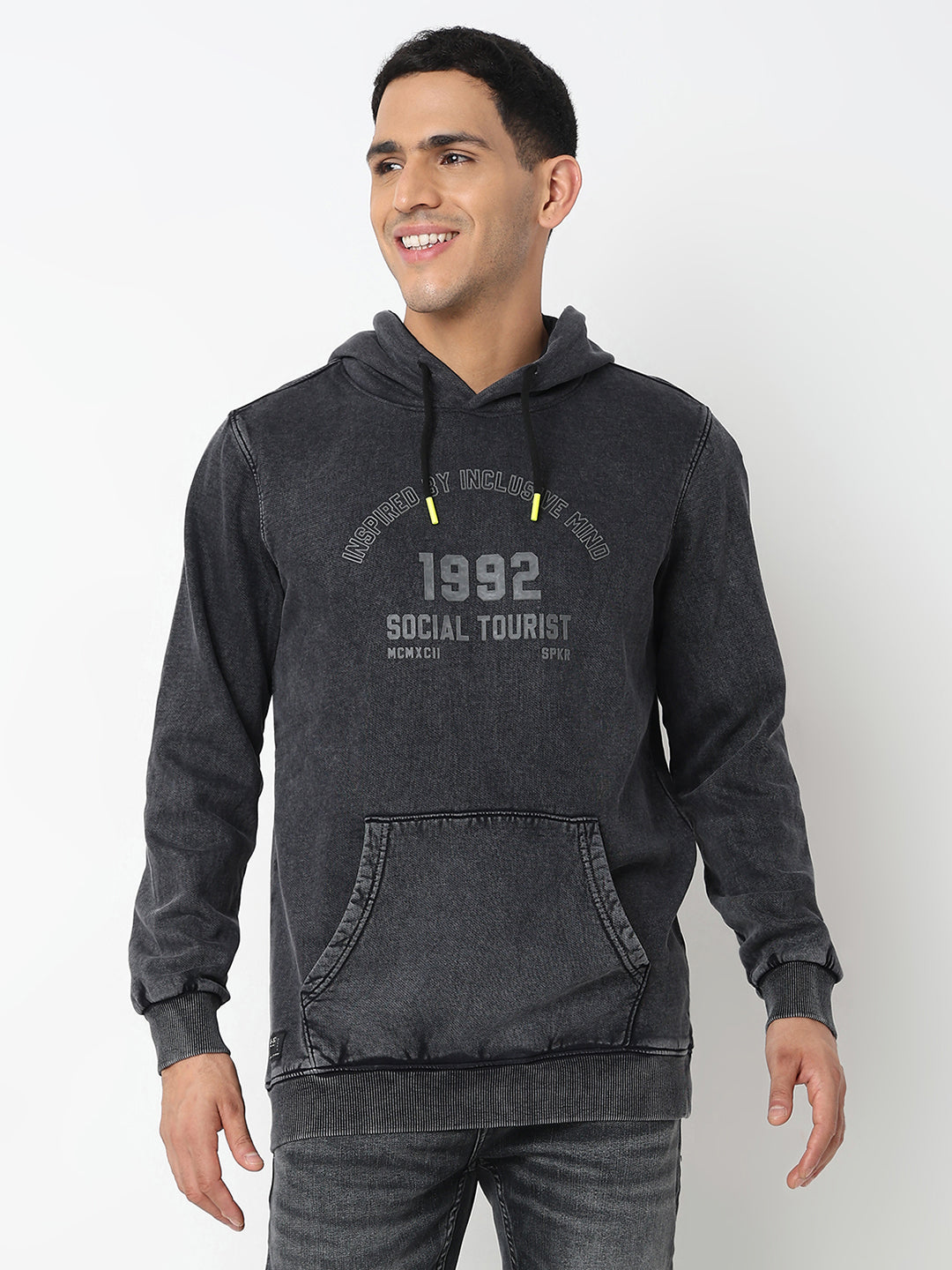 Spykar Mens Sweat Shirt F/S Msslgt2Bc023 Black