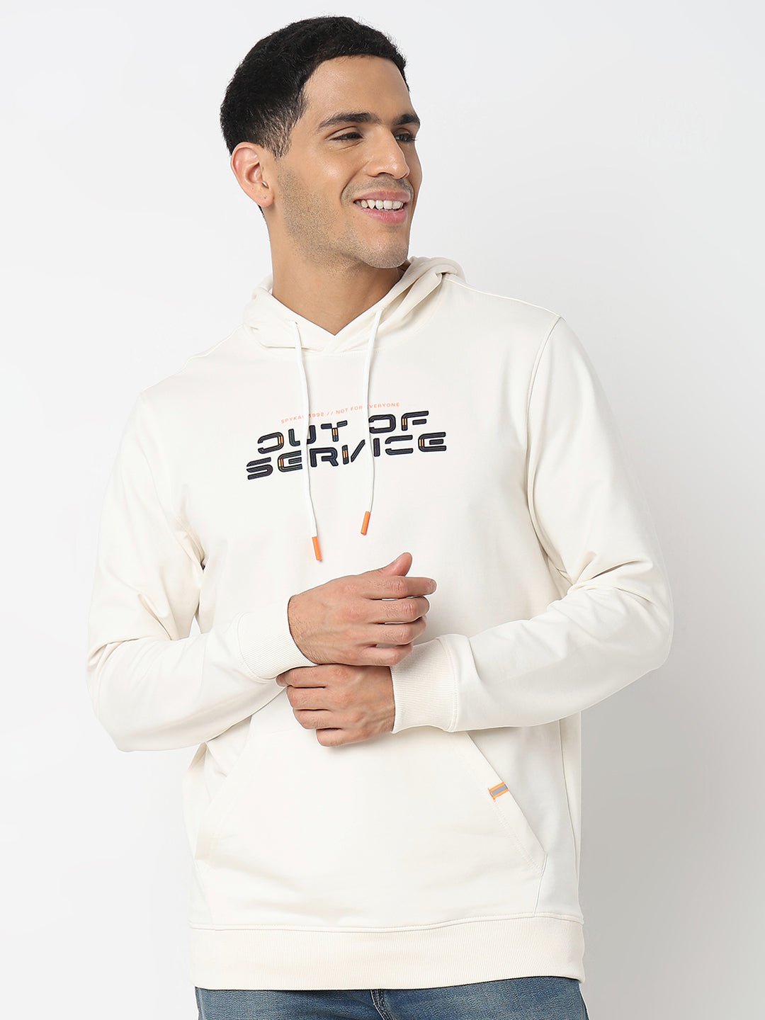 Spykar Mens Sweat Shirt F/S Msslgt2Bc028 Ecru
