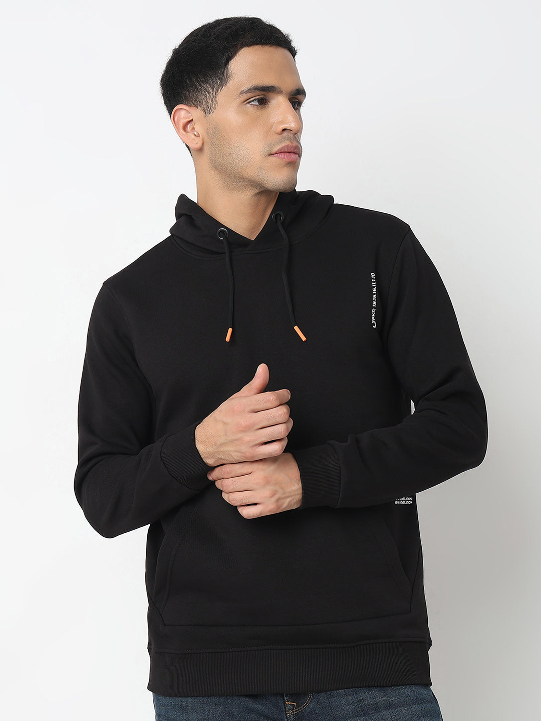 Spykar Mens Sweat Shirt F/S Msslgt2Bc030 Black
