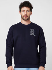 Spykar Mens Sweat Shirt F/S Msslgt2Bc073 Navy Blue
