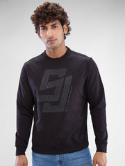 Men Black Cotton Poly Full Sleeve Sweatshirts