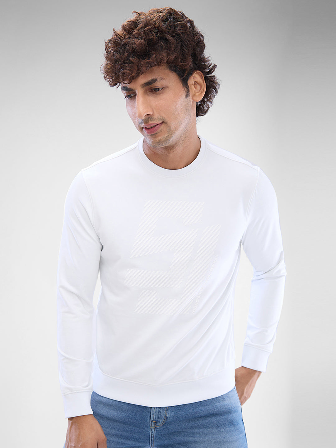 Spykar Mens Sweat Shirt F/S Msslw2Bd058 White