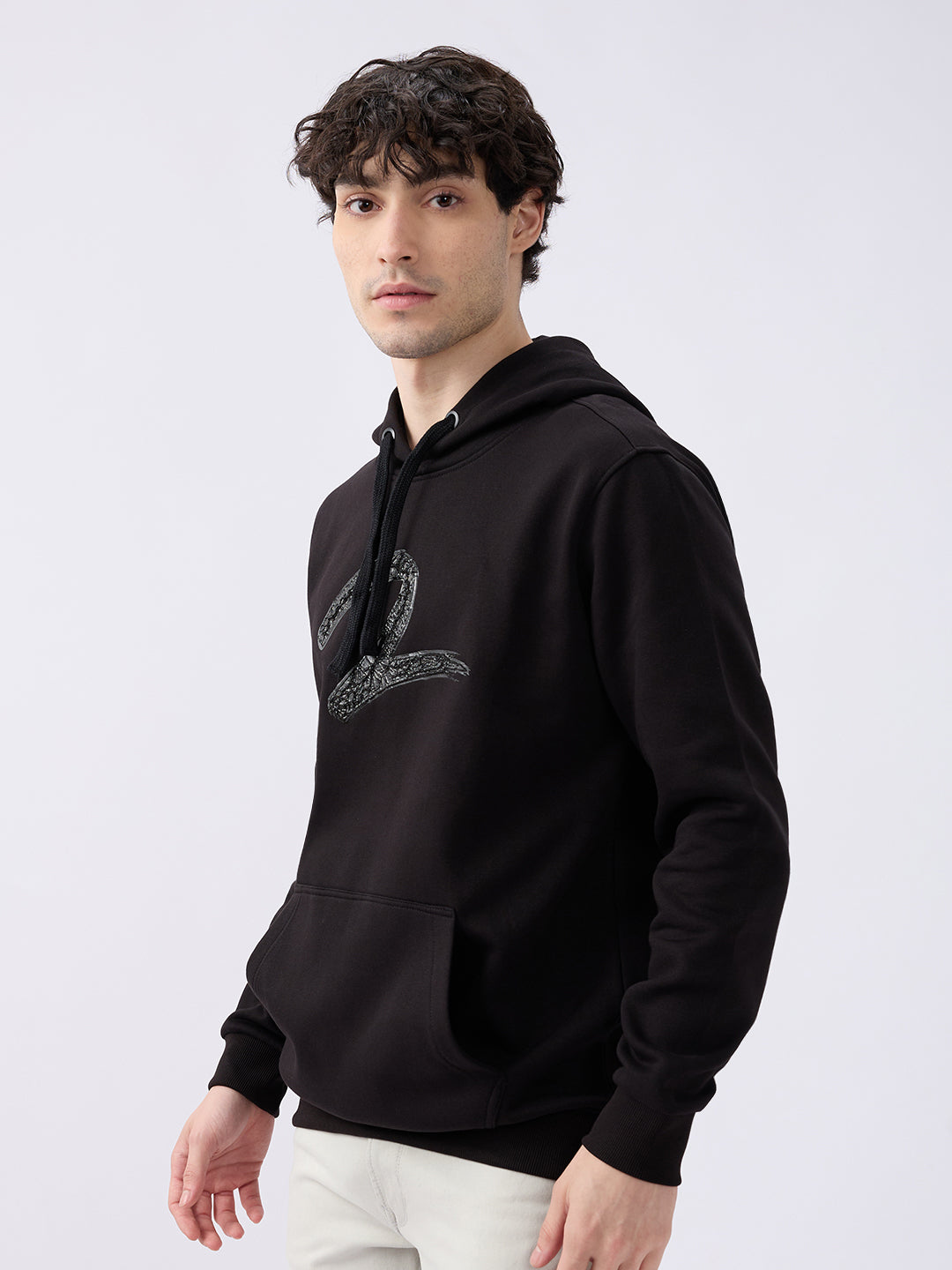 Spykar Mens Sweat Shirt F/S Msslw2Bd069 Black