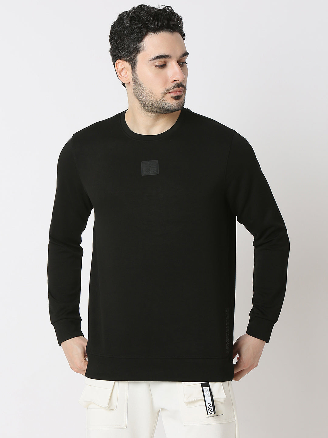 Spykar Mens Sweat Shirt F/S Msslw2Bd079 Black