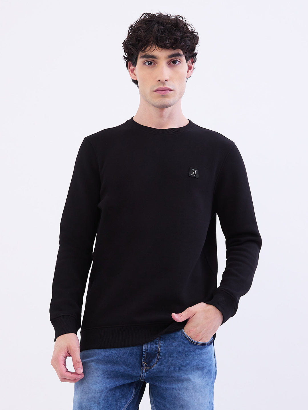 SPYKAR MENS SWEAT SHIRT F/S MSSLW2BE040 BLACK