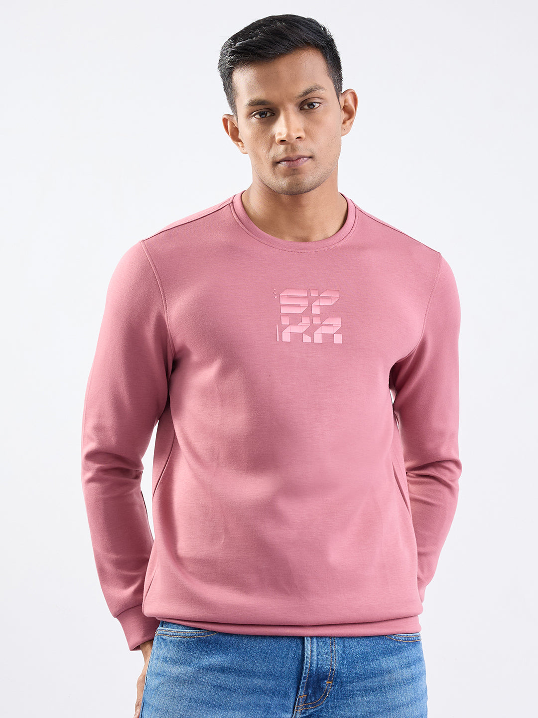 Spykar Mauve Pink Slim Fit Casual Sweatshirts For Men