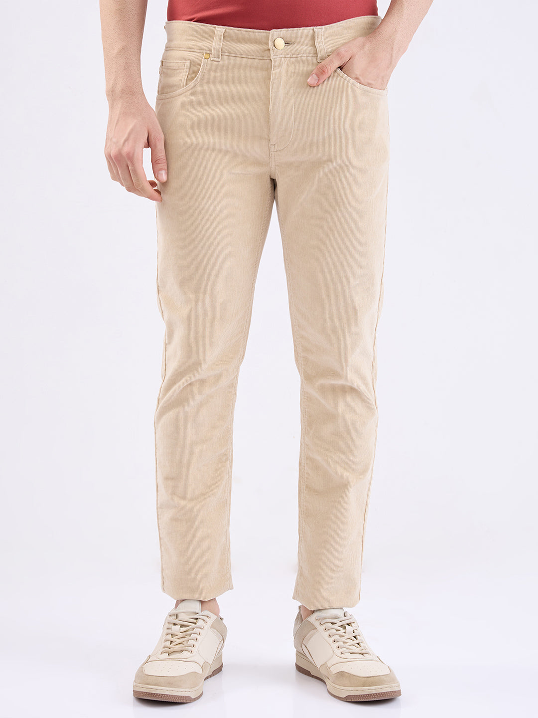 Spykar Mens Casual Trouser Mtr5P2Be012 Taupe Beige