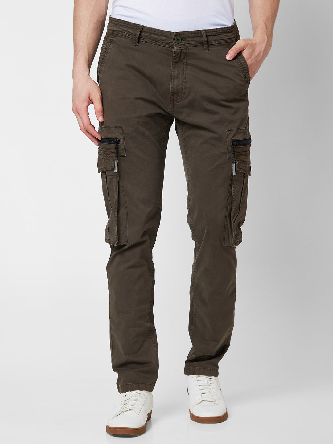 Spykar Mens Casual Trouser Mtrcg1Bd016 Rifle Green