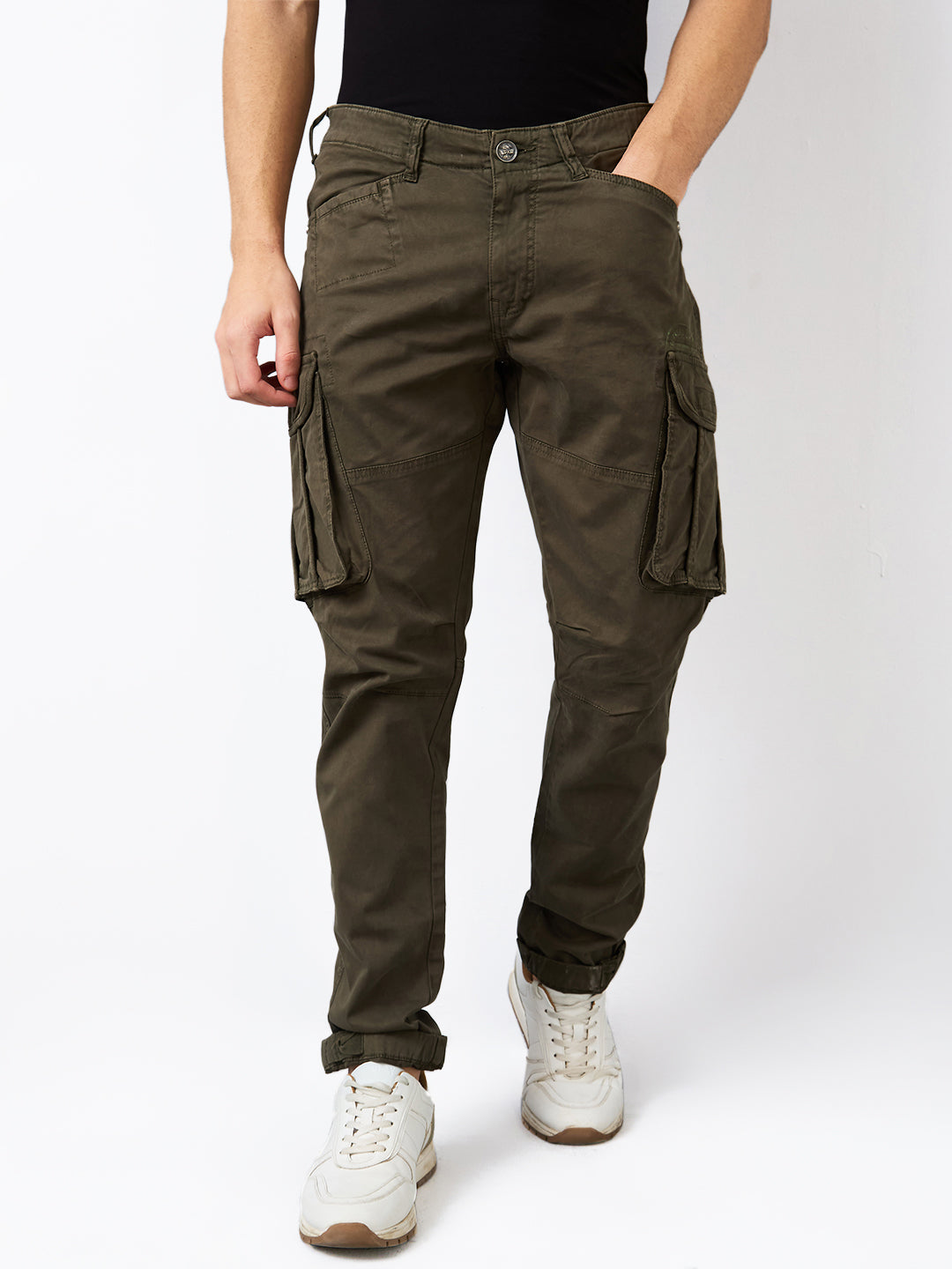 Spykar Mens Casual Trouser Mtrcg1Be029 Rifle Green