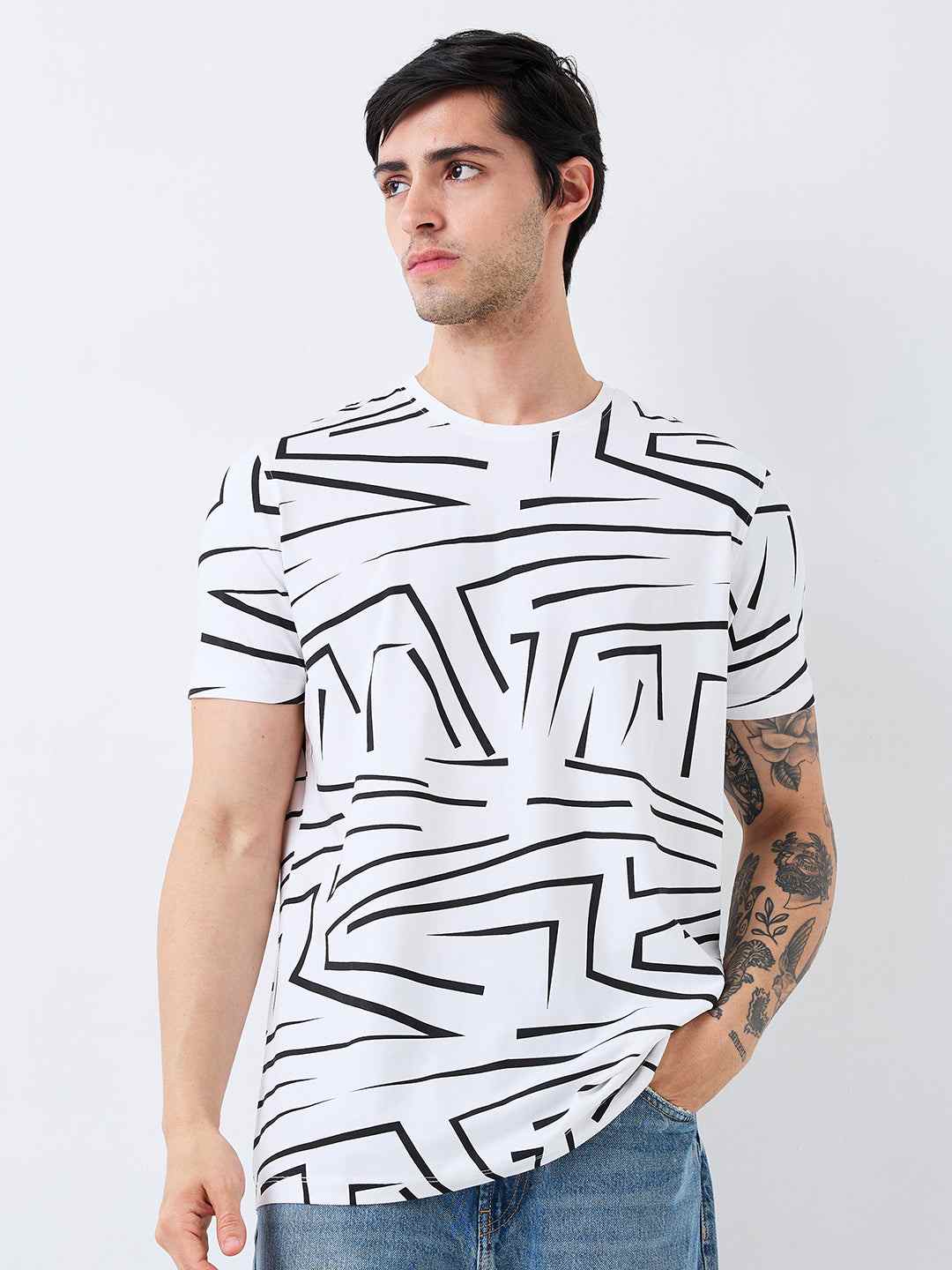 Spykar Mens T-Shirt H/S Mktft1Be002 White